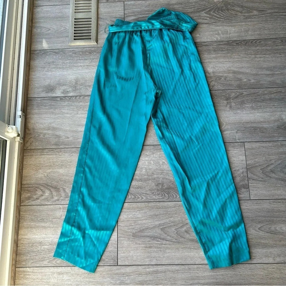 Ziba Satin Silky  Turquoise Pinstriped Cami Pants Two Sets Made in Canada - Picture 14 of 16